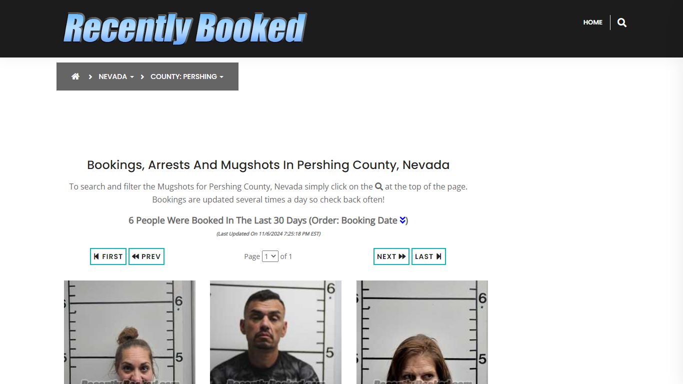 Bookings, Arrests and Mugshots in Pershing County, Nevada - Recently Booked