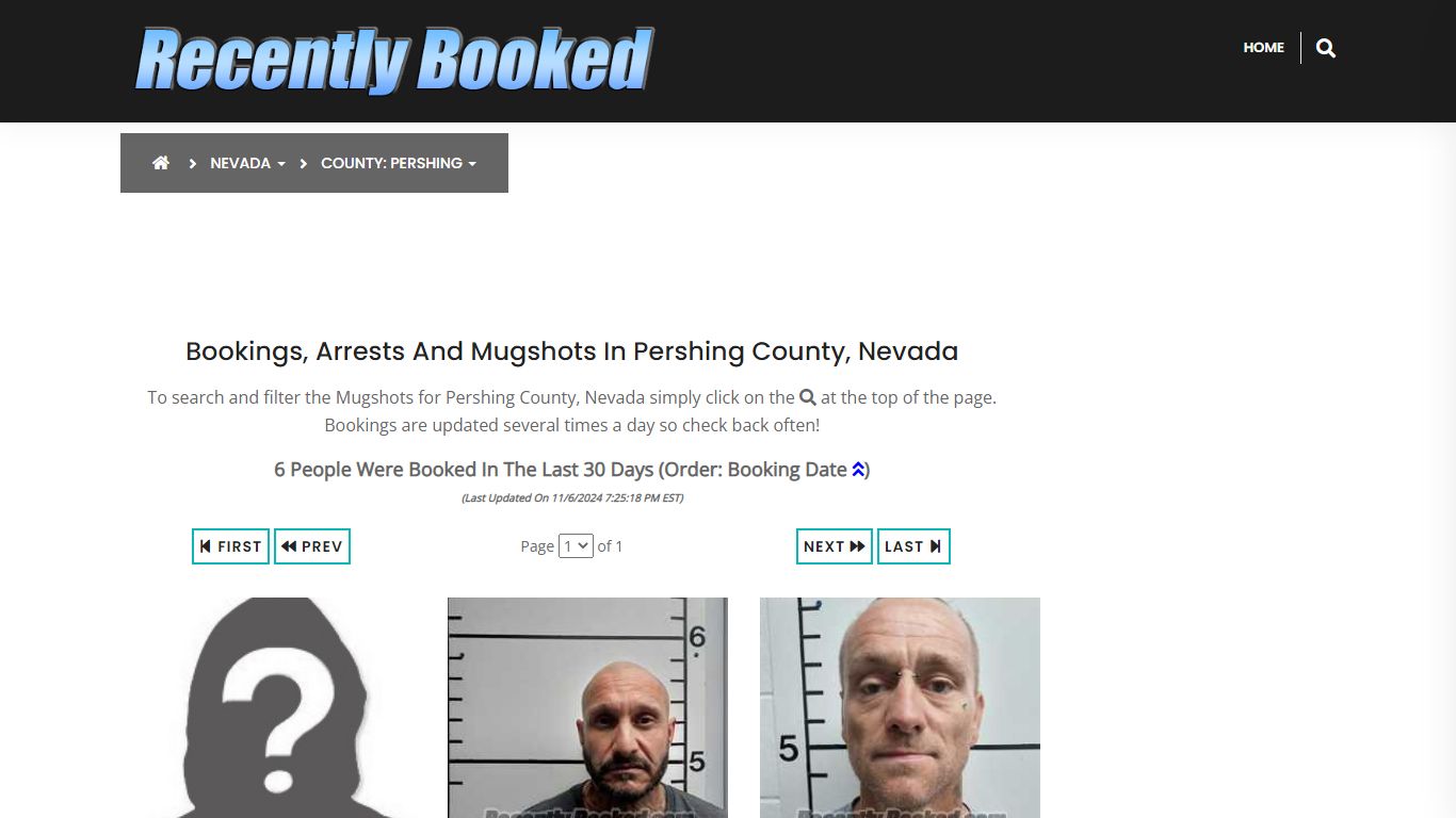 Bookings, Arrests and Mugshots in Pershing County, Nevada - Recently Booked