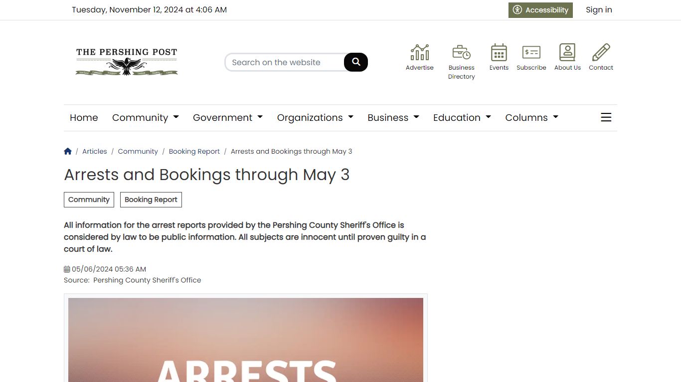 Arrests and Bookings through May 3 - thepershingpost.com